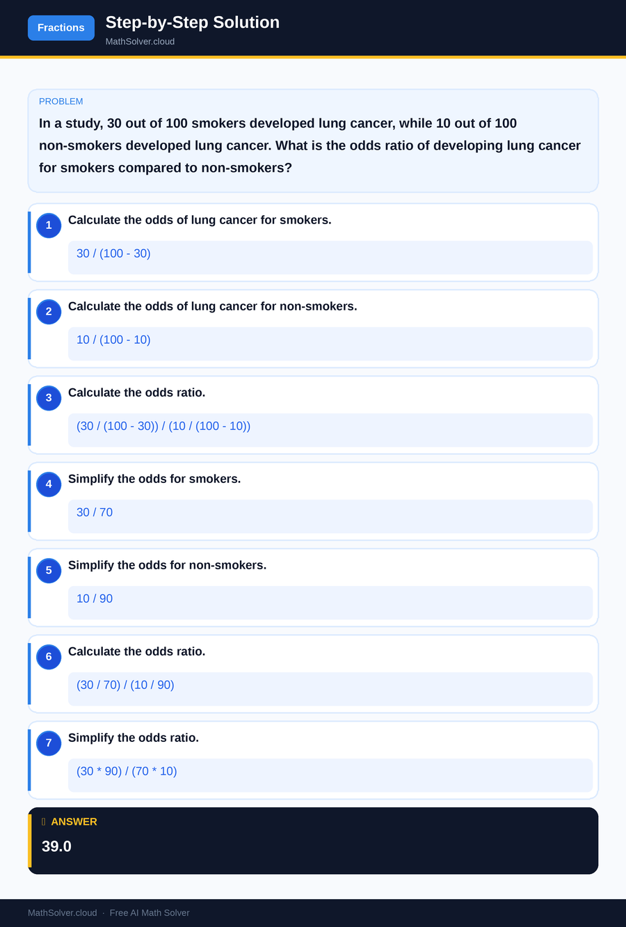 MathSolver solving example 1 — Arithmetic & Fractions