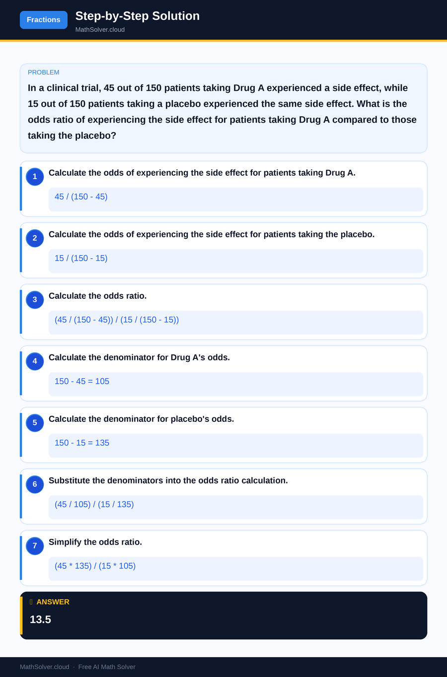 MathSolver solving example 2 — Arithmetic & Fractions