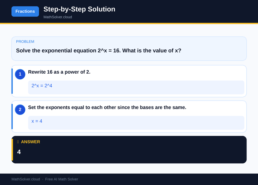 MathSolver solving example 1 — Arithmetic & Fractions