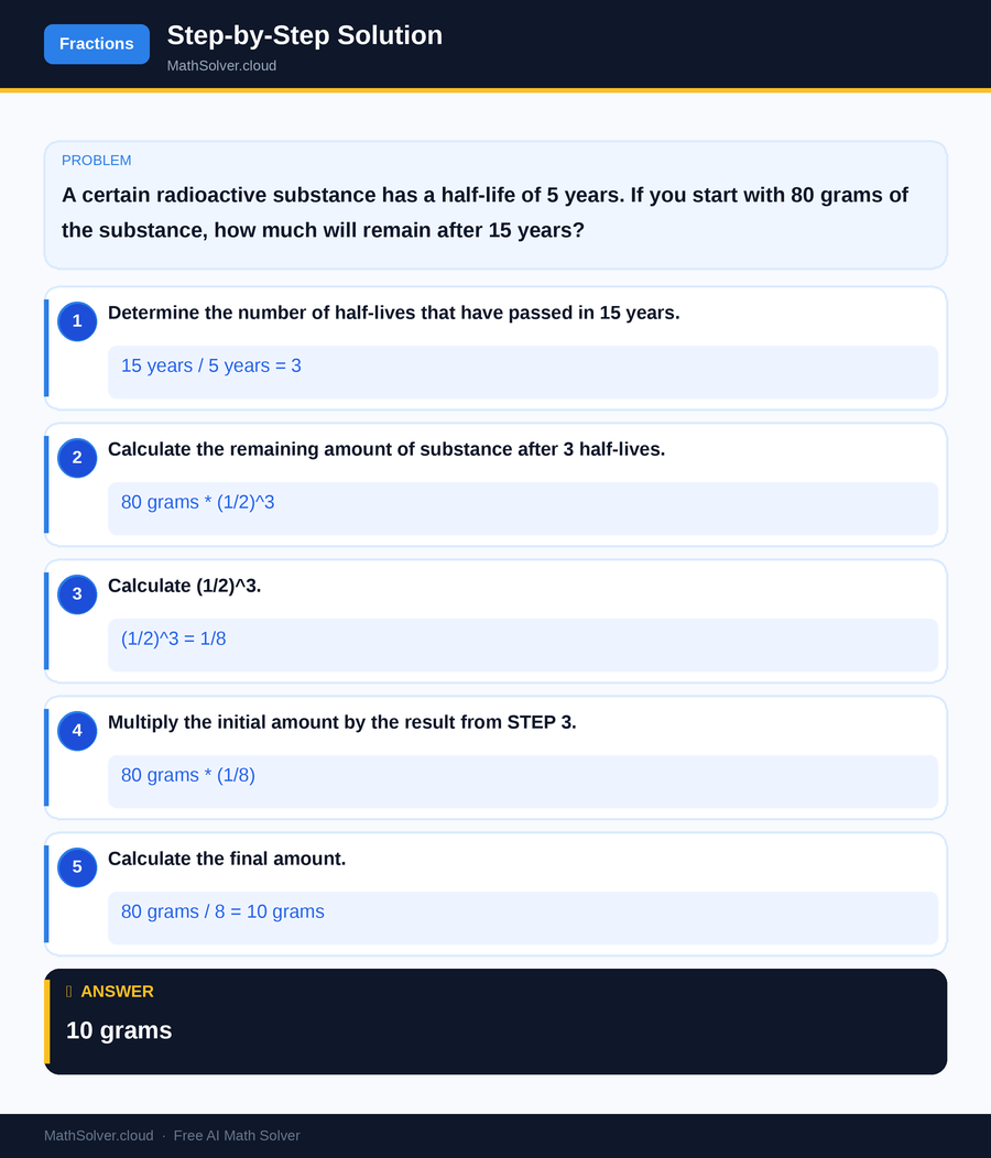 MathSolver solving example 1 — Arithmetic & Fractions