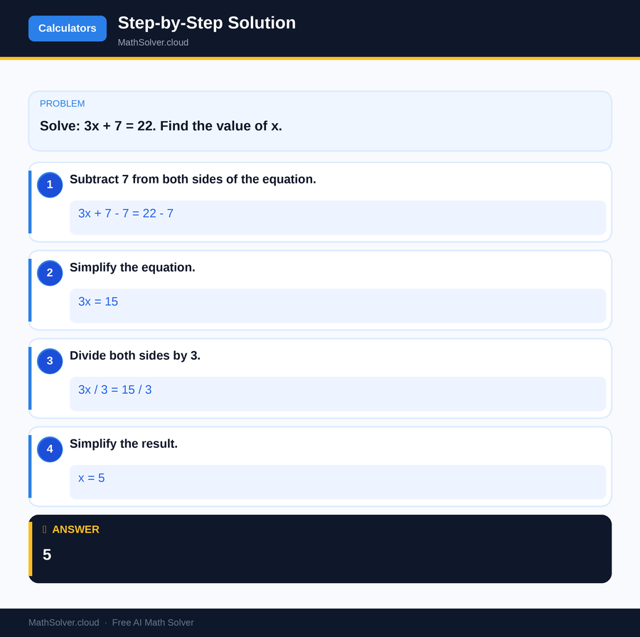 MathSolver solving example 1 — Online Calculators