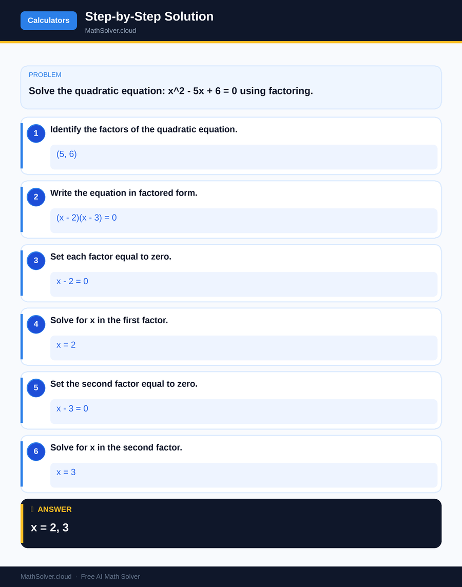 MathSolver solving example 2 — Online Calculators