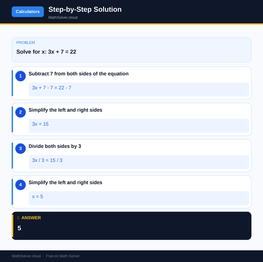 MathSolver solving example 1 — Online Calculators