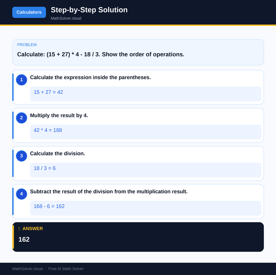 MathSolver solving example 1 — Online Calculators