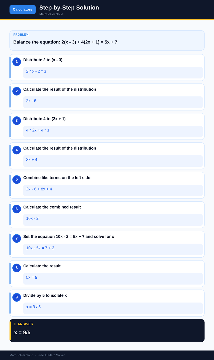 MathSolver solving example 2 — Online Calculators