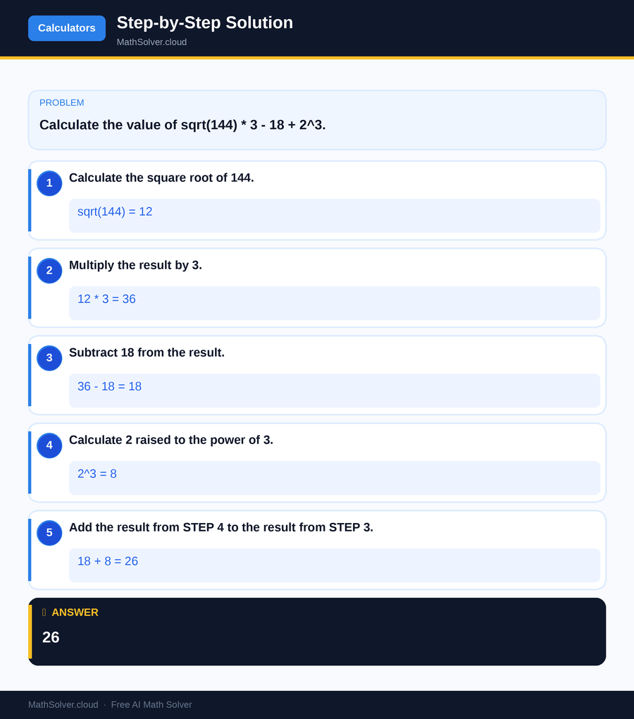 MathSolver solving example 2 — Online Calculators