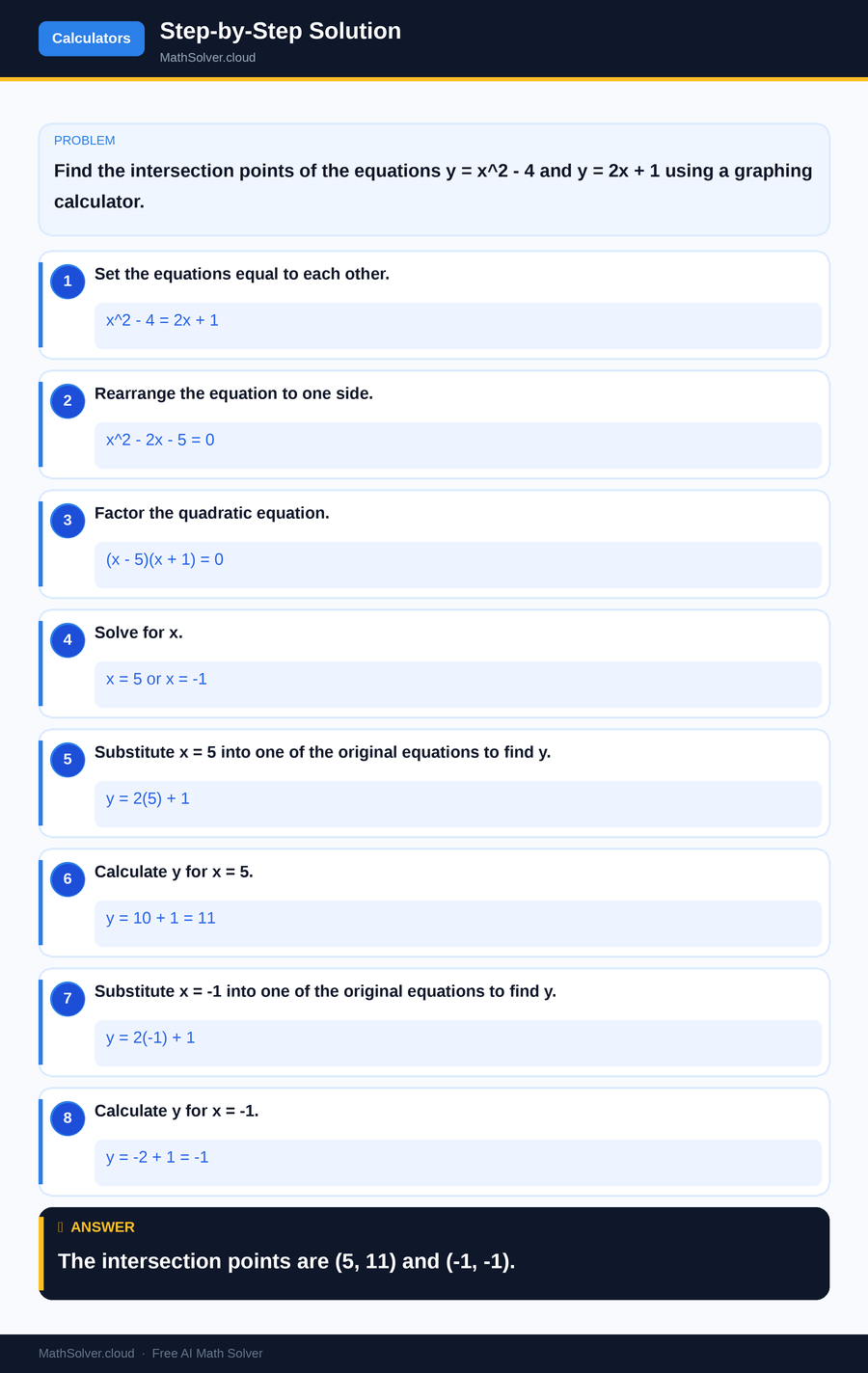 MathSolver solving example 2 — Online Calculators
