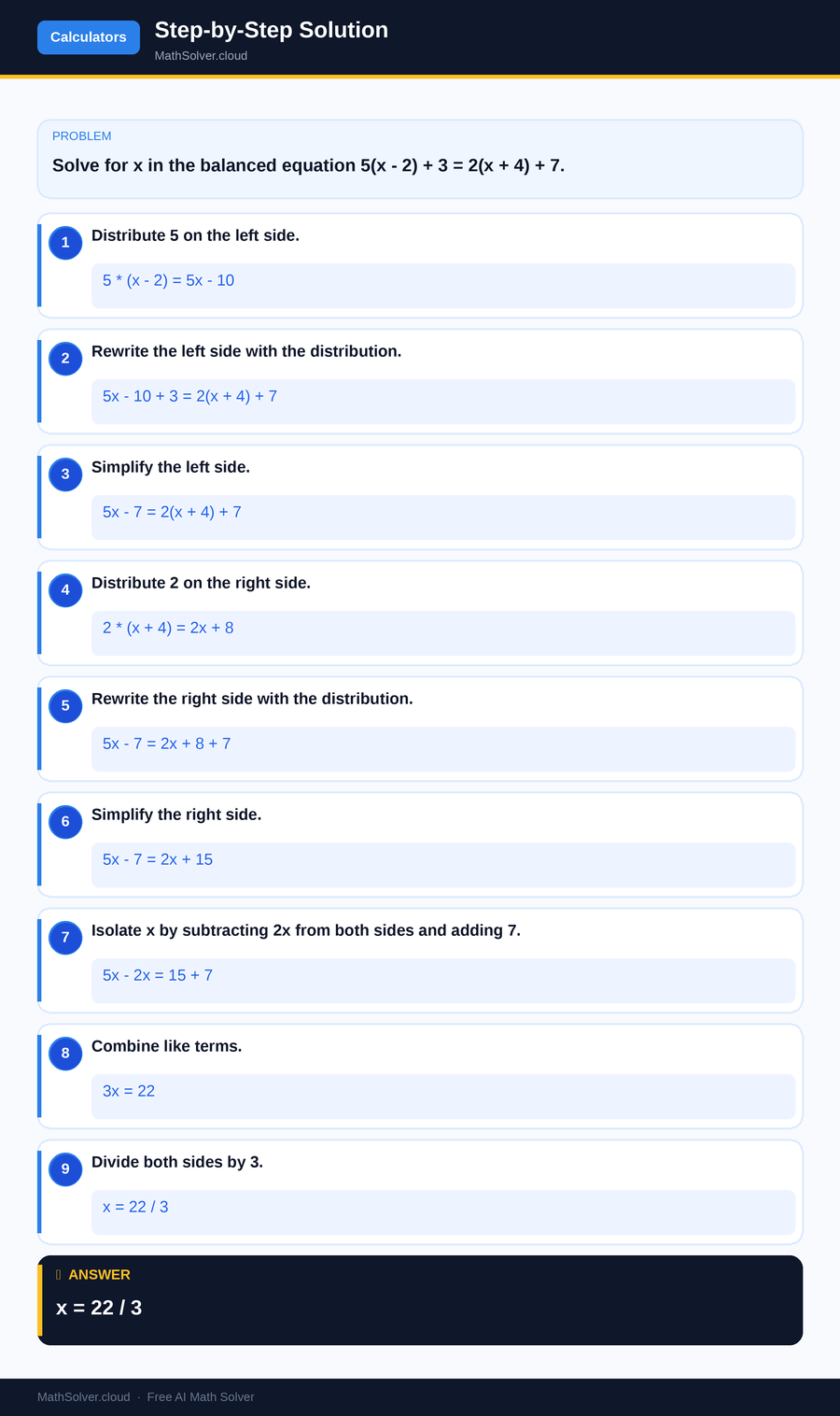 MathSolver solving example 2 — Online Calculators