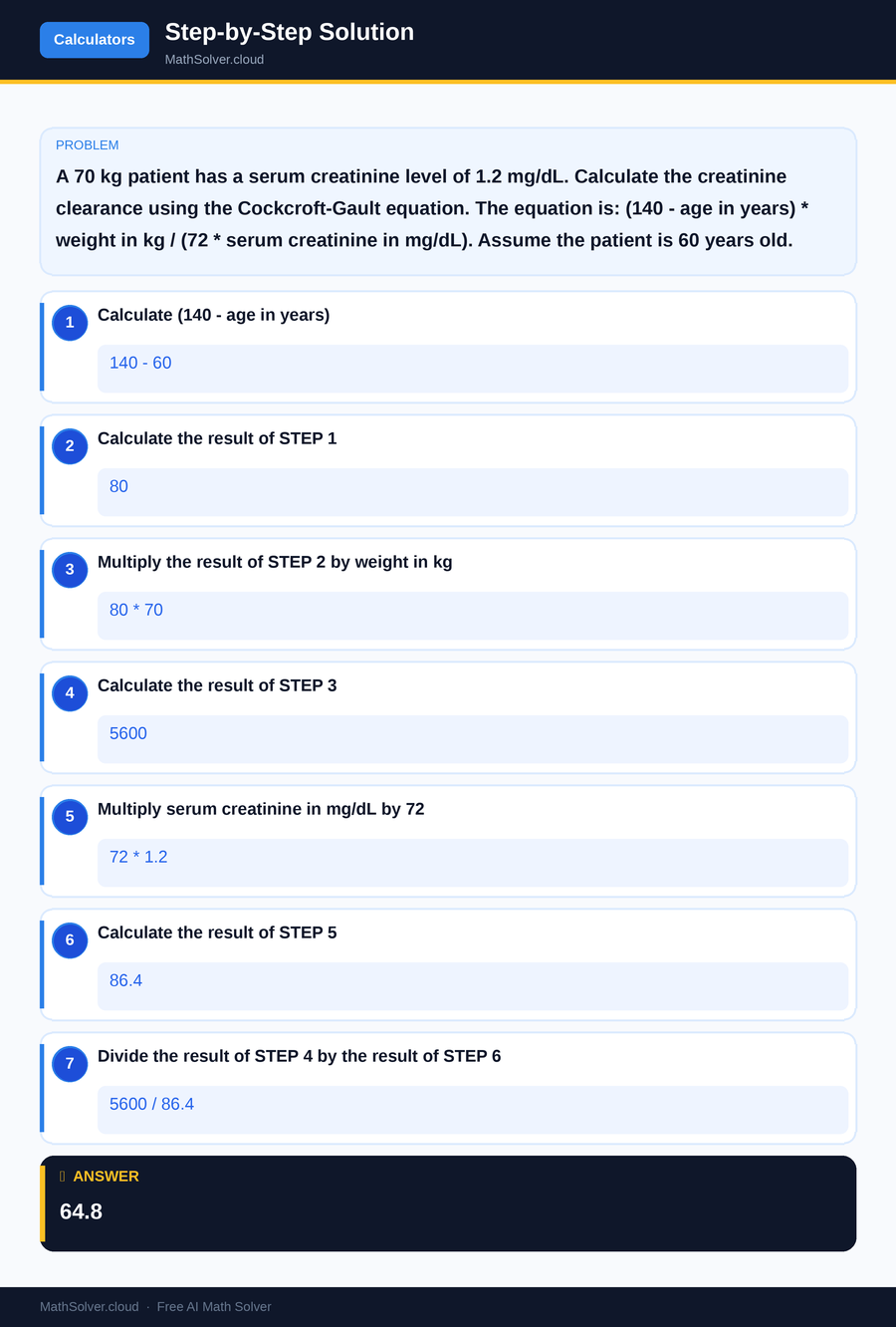 MathSolver solving example 1 — Online Calculators