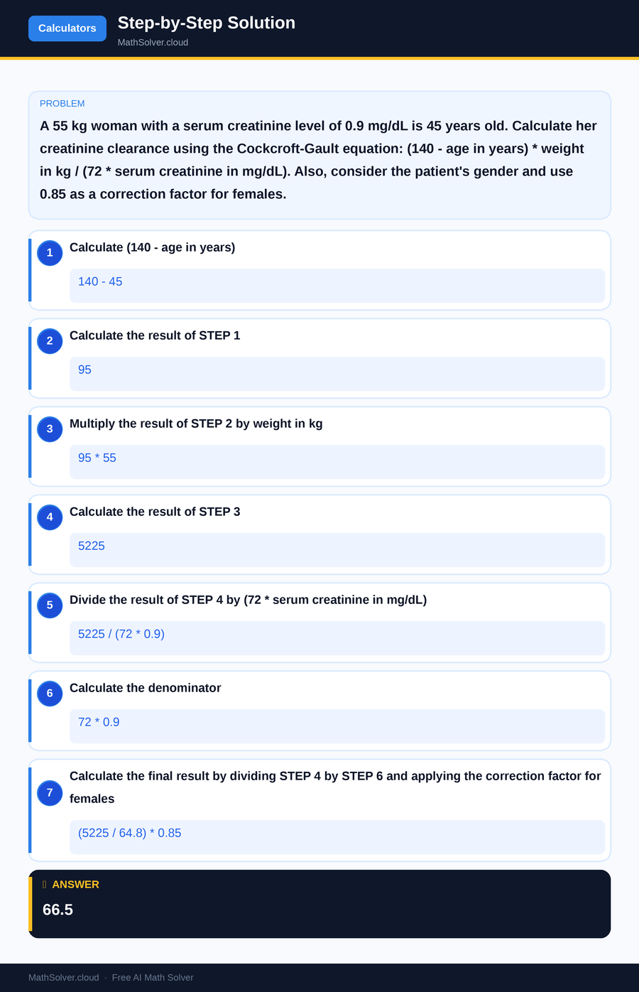 MathSolver solving example 2 — Online Calculators