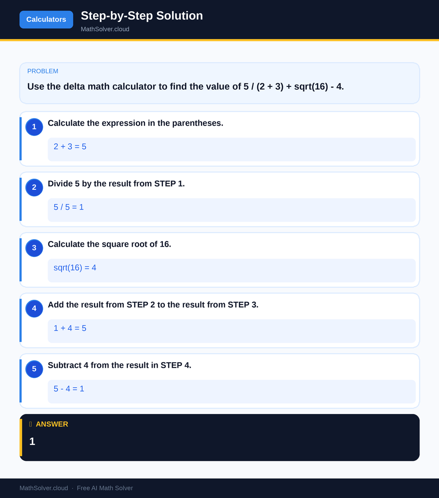 MathSolver solving example 1 — Online Calculators