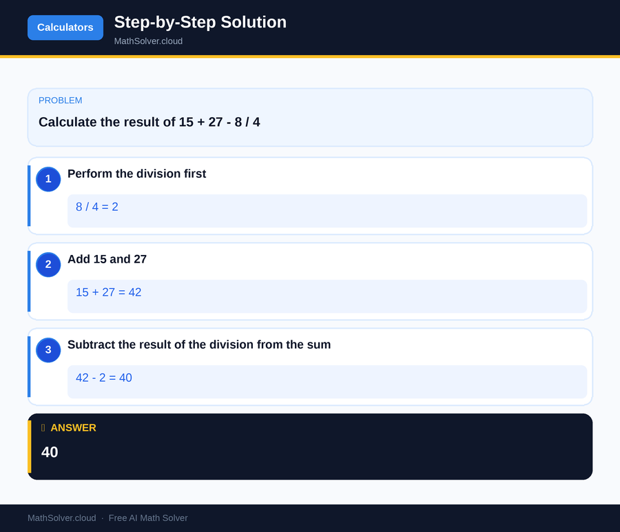MathSolver solving example 1 — Online Calculators