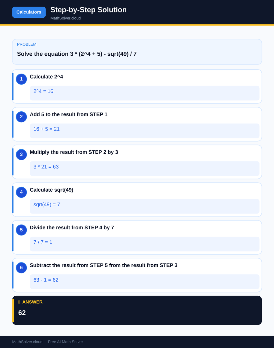 MathSolver solving example 2 — Online Calculators