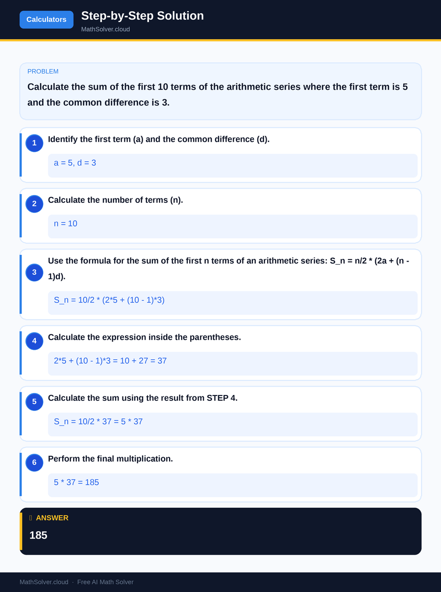 MathSolver solving example 1 — Online Calculators