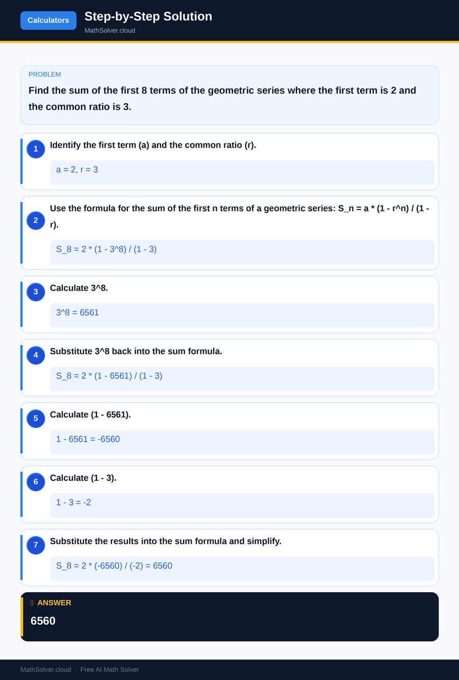 MathSolver solving example 2 — Online Calculators