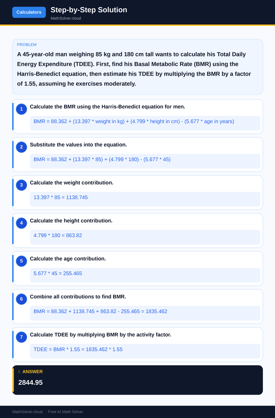MathSolver solving example 2 — Online Calculators