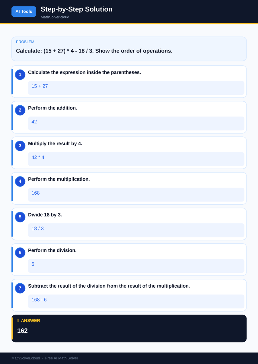 MathSolver solving example 1 — AI Tools & Comparison