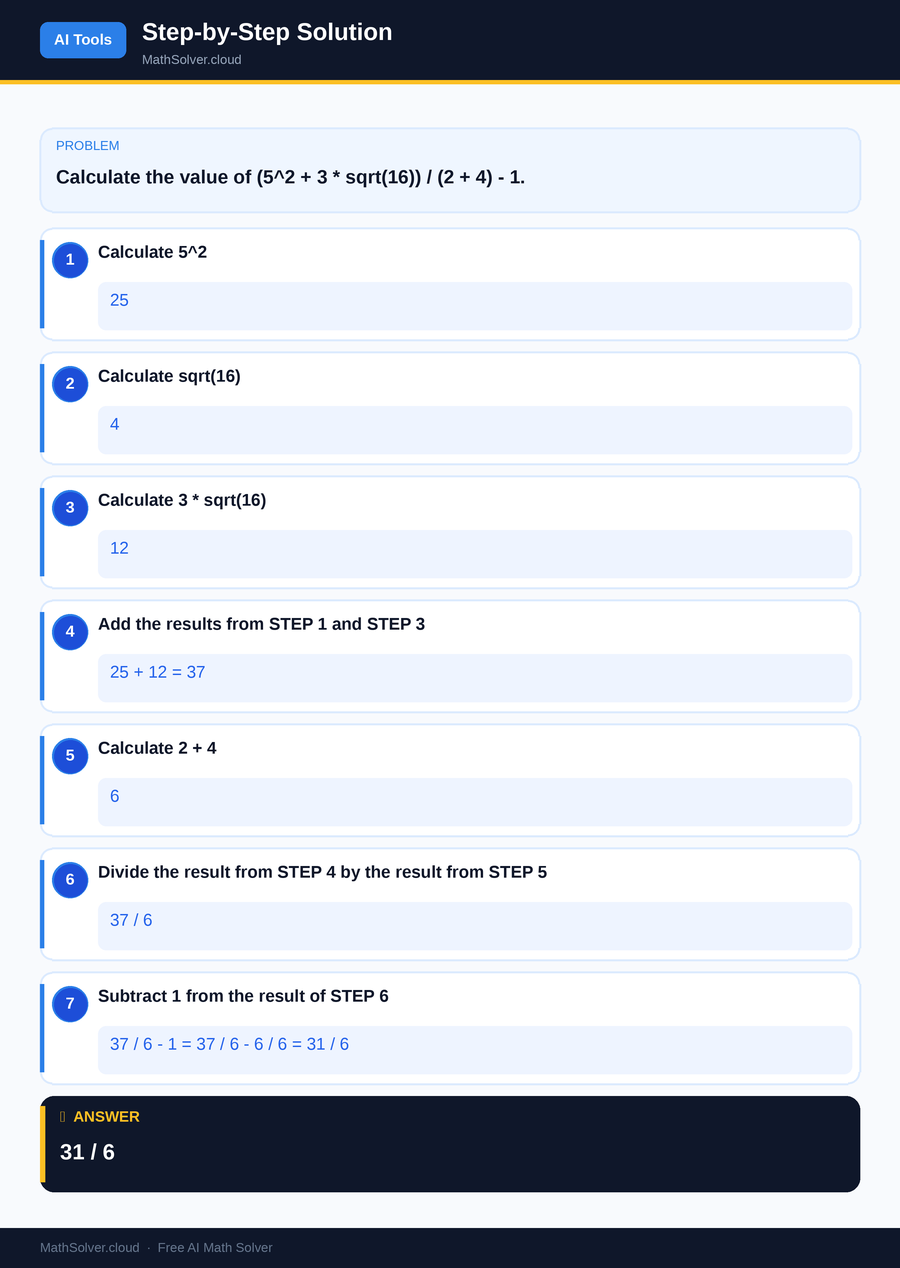 MathSolver solving example 2 — AI Tools & Comparison