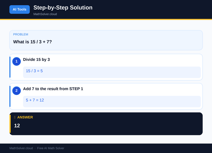 MathSolver solving example 1 — AI Tools & Comparison