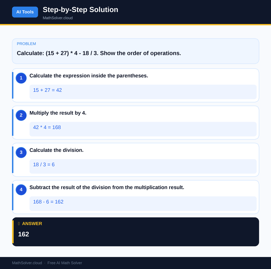 MathSolver solving example 1 — AI Tools & Comparison