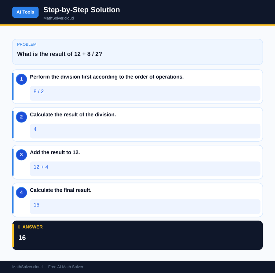 MathSolver solving example 1 — AI Tools & Comparison