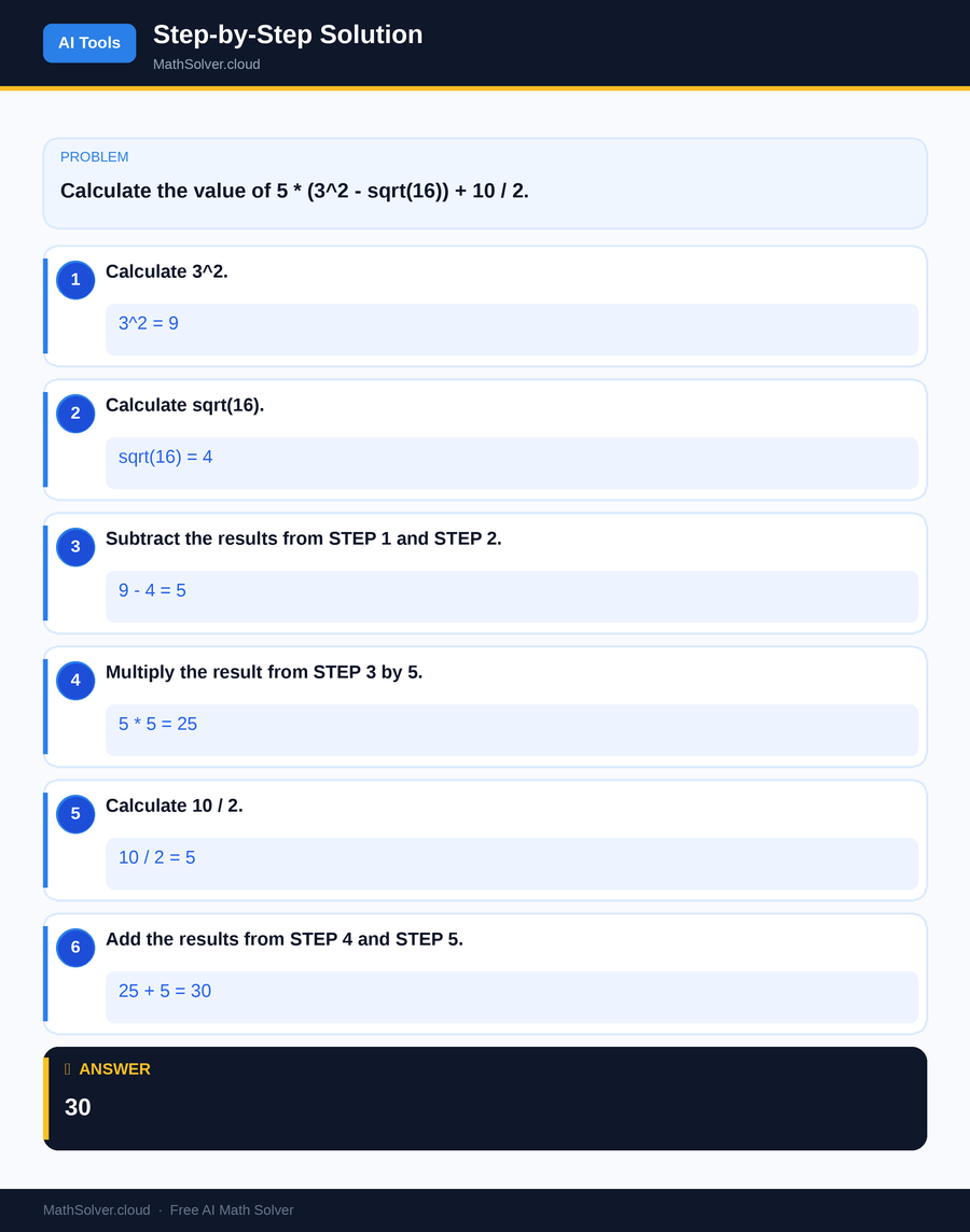 MathSolver solving example 2 — AI Tools & Comparison
