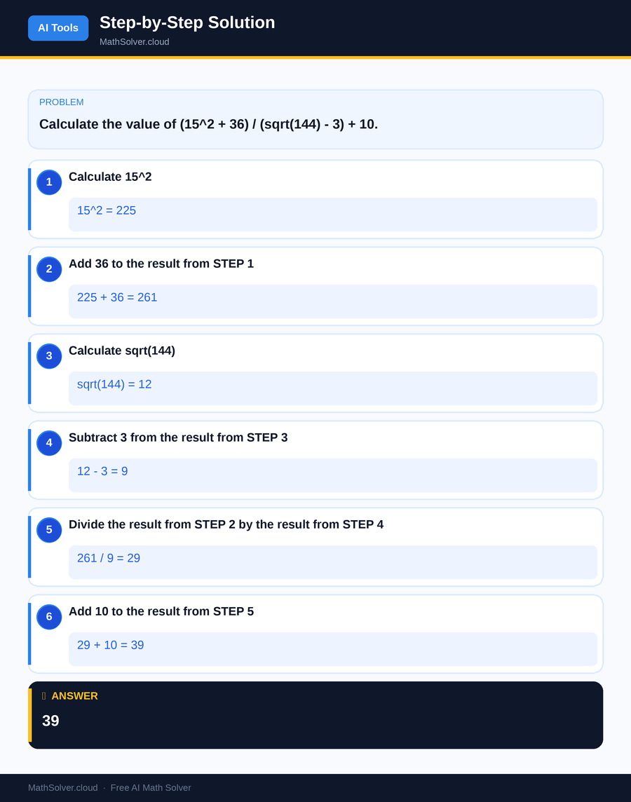 MathSolver solving example 2 — AI Tools & Comparison