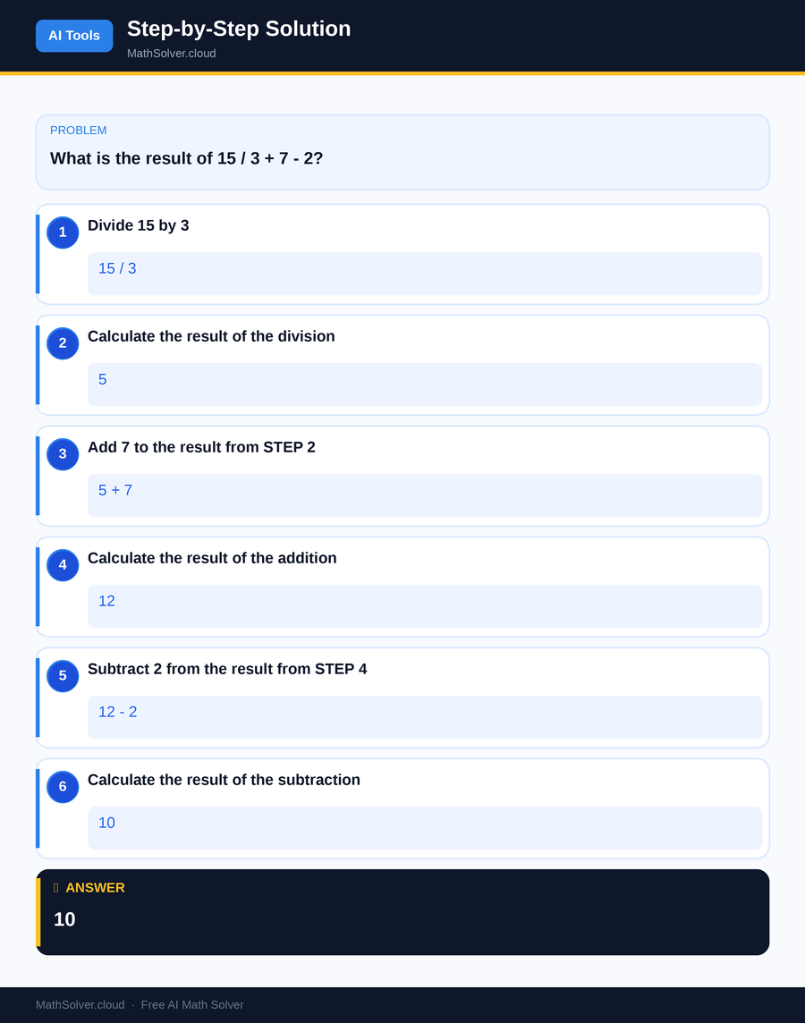 MathSolver solving example 1 — AI Tools & Comparison