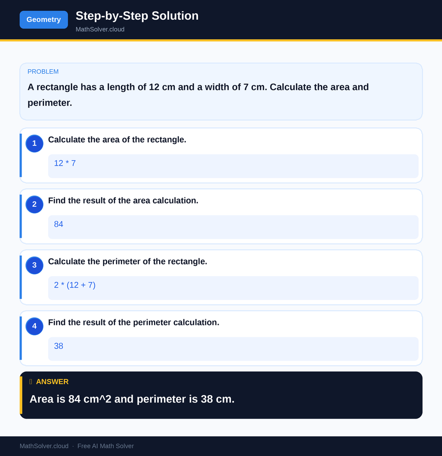 MathSolver solving example 1 — Geometry