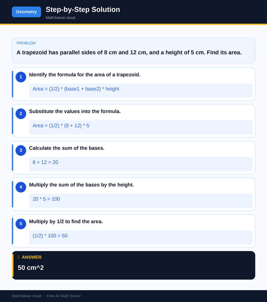 MathSolver solving example 2 — Geometry