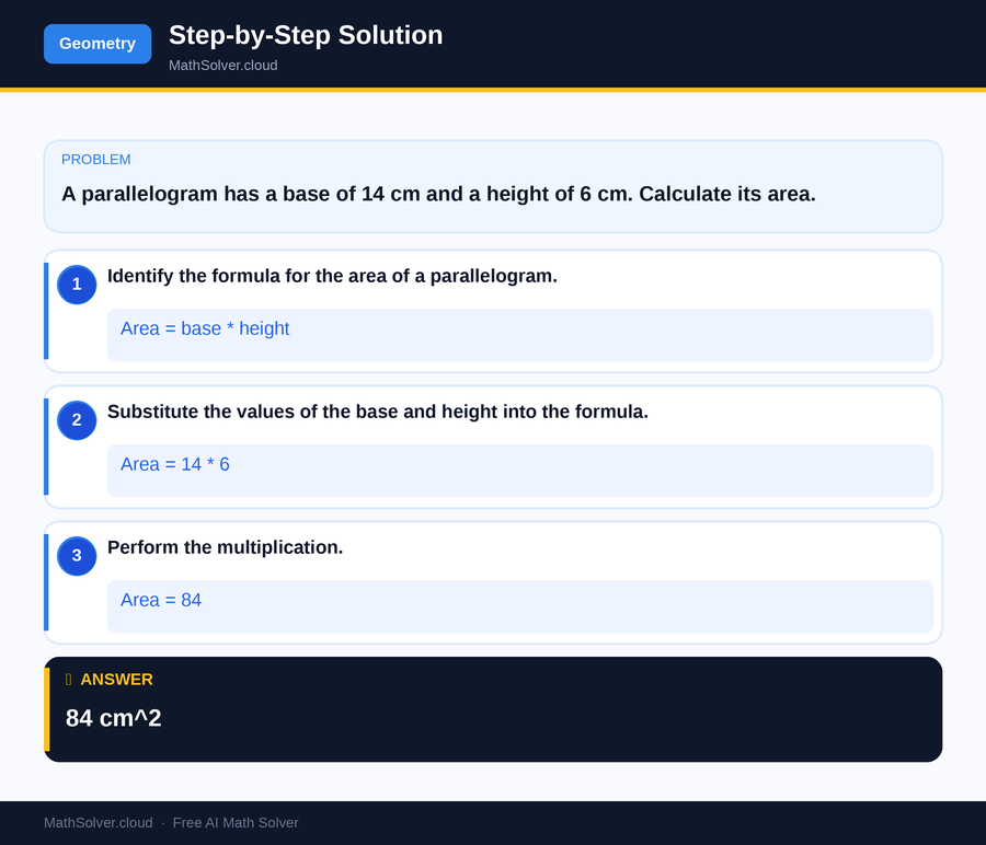 MathSolver solving example 1 — Geometry