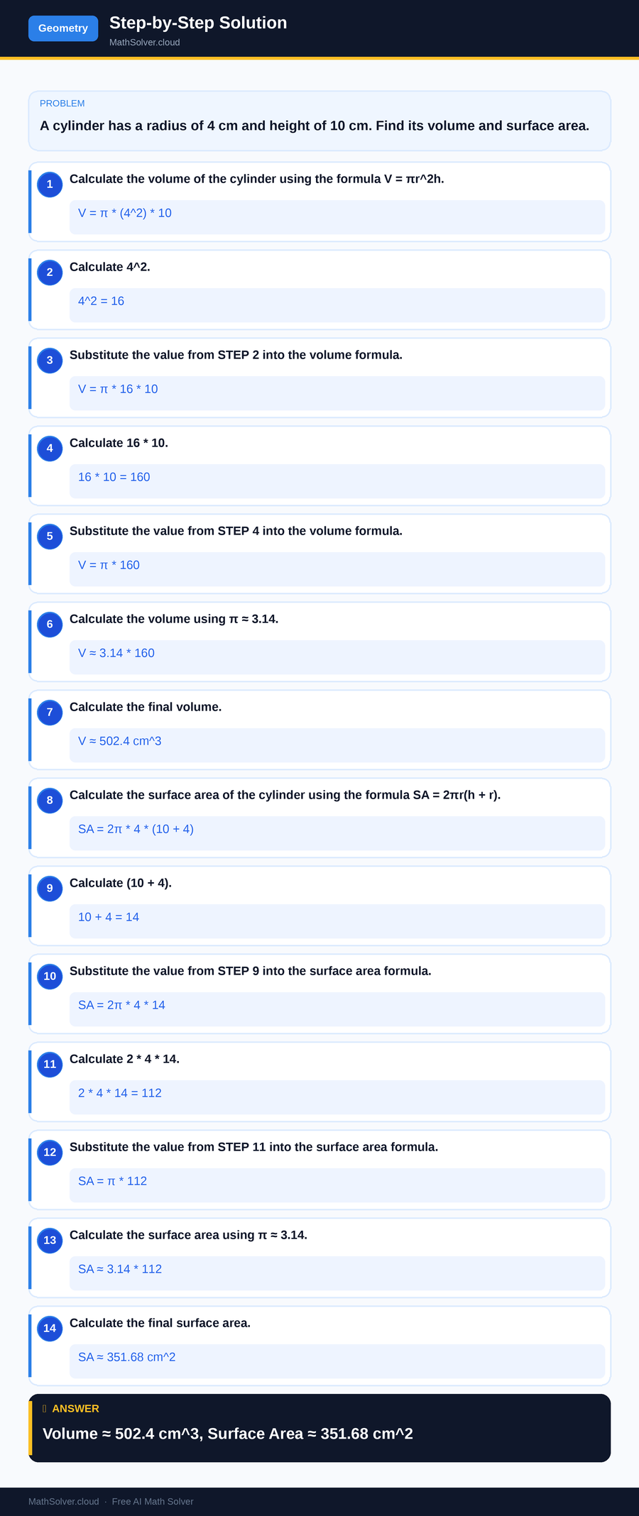 MathSolver solving example 2 — Geometry