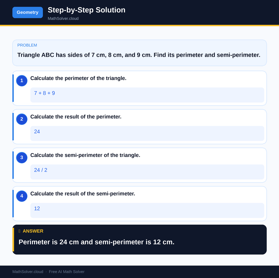MathSolver solving example 1 — Geometry