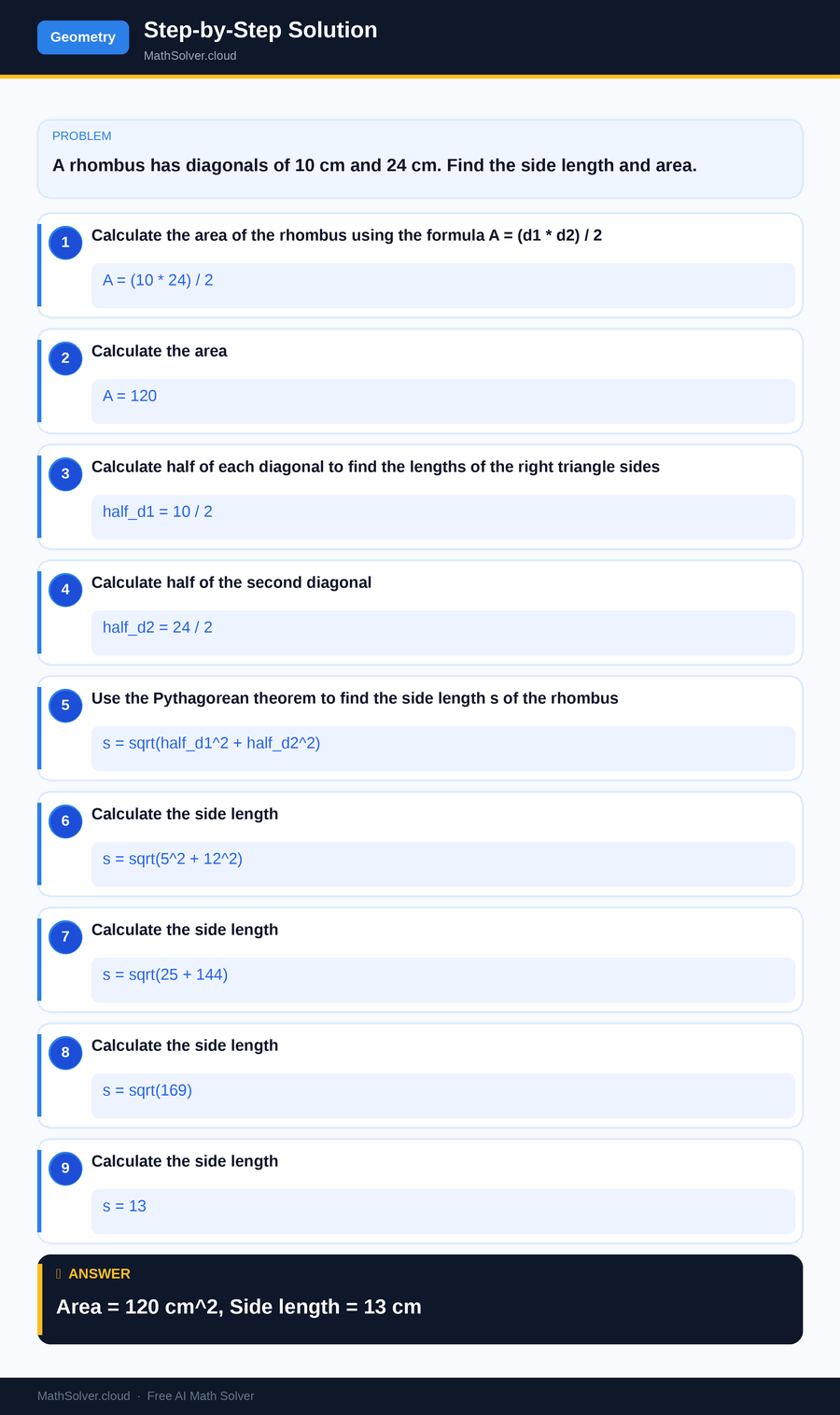 MathSolver solving example 2 — Geometry