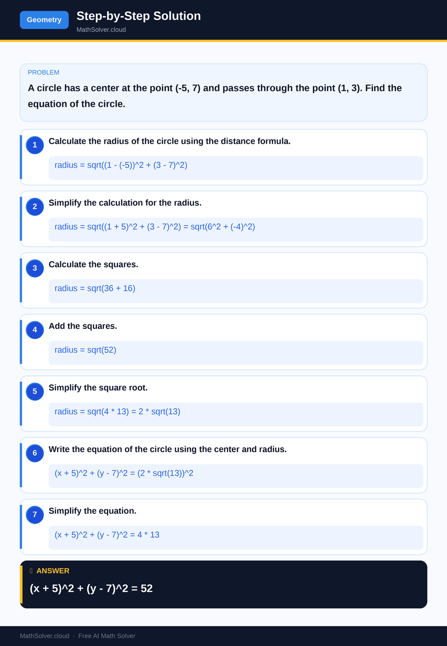 MathSolver solving example 2 — Geometry