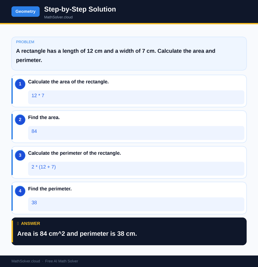 MathSolver solving example 1 — Geometry