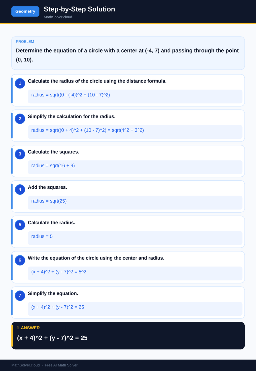 MathSolver solving example 2 — Geometry