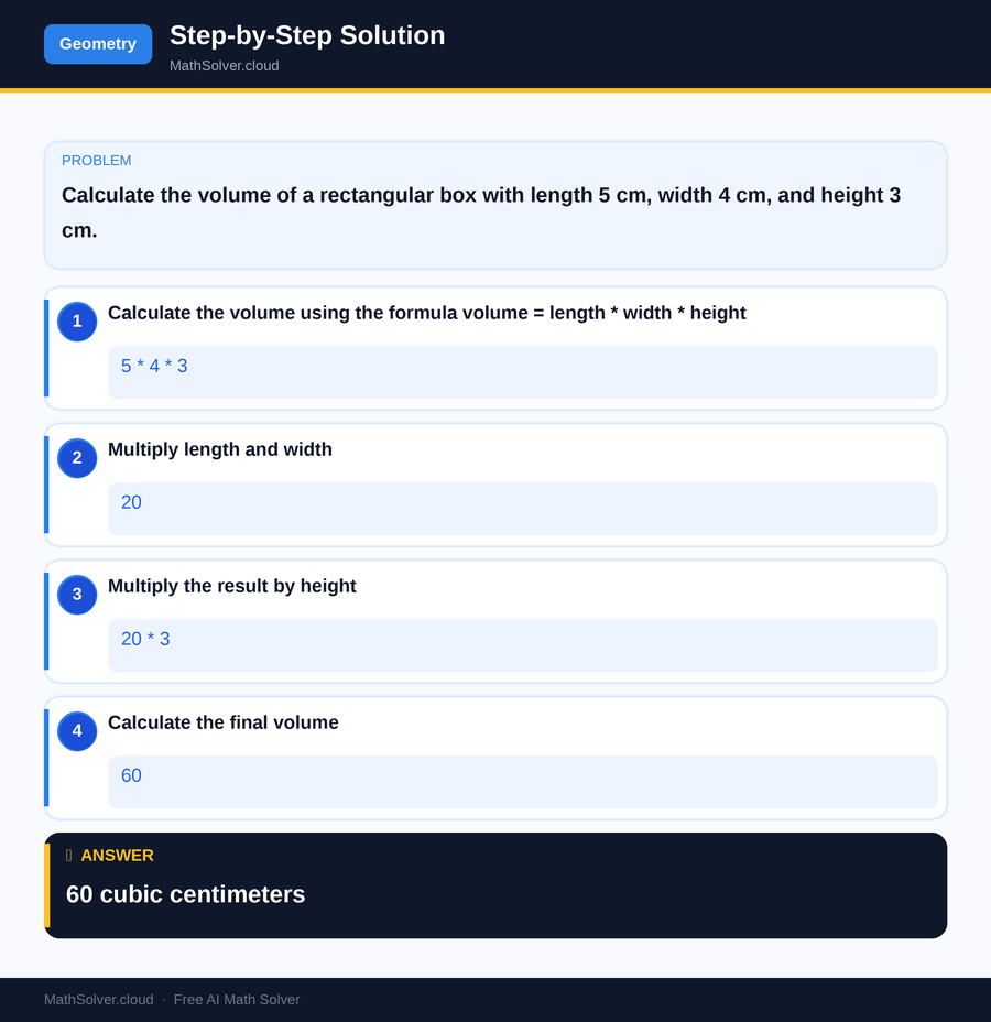 MathSolver solving example 1 — Geometry