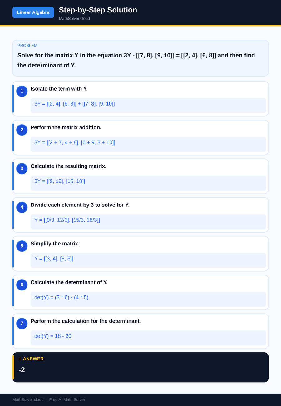 MathSolver solving example 2 — Matrix & Linear Algebra
