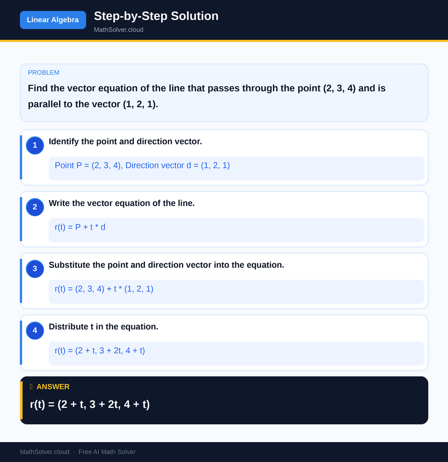 MathSolver solving example 1 — Matrix & Linear Algebra