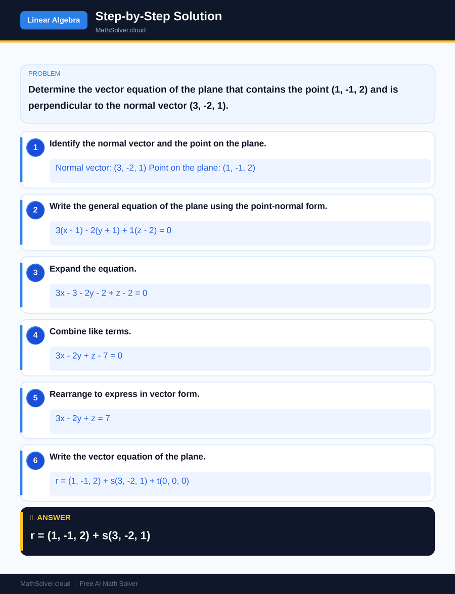 MathSolver solving example 2 — Matrix & Linear Algebra