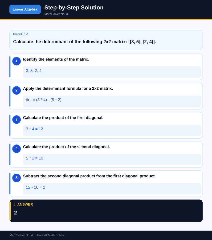 MathSolver solving example 1 — Matrix & Linear Algebra