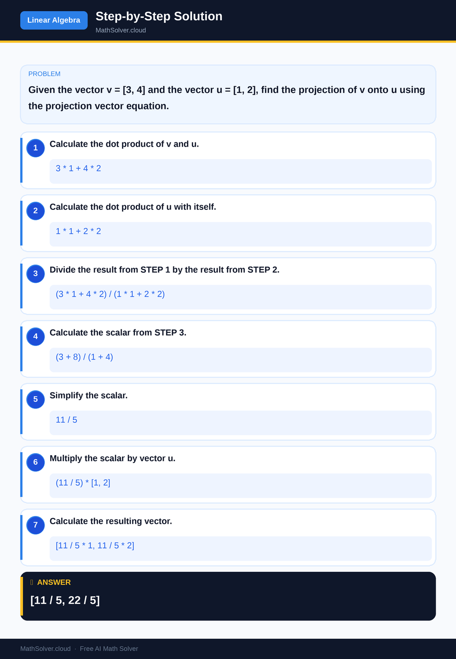 MathSolver solving example 1 — Matrix & Linear Algebra