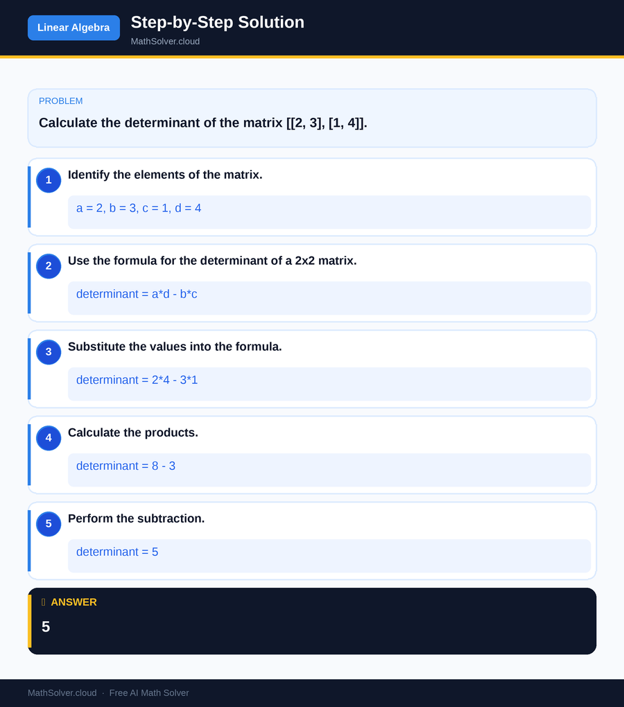 MathSolver solving example 1 — Matrix & Linear Algebra