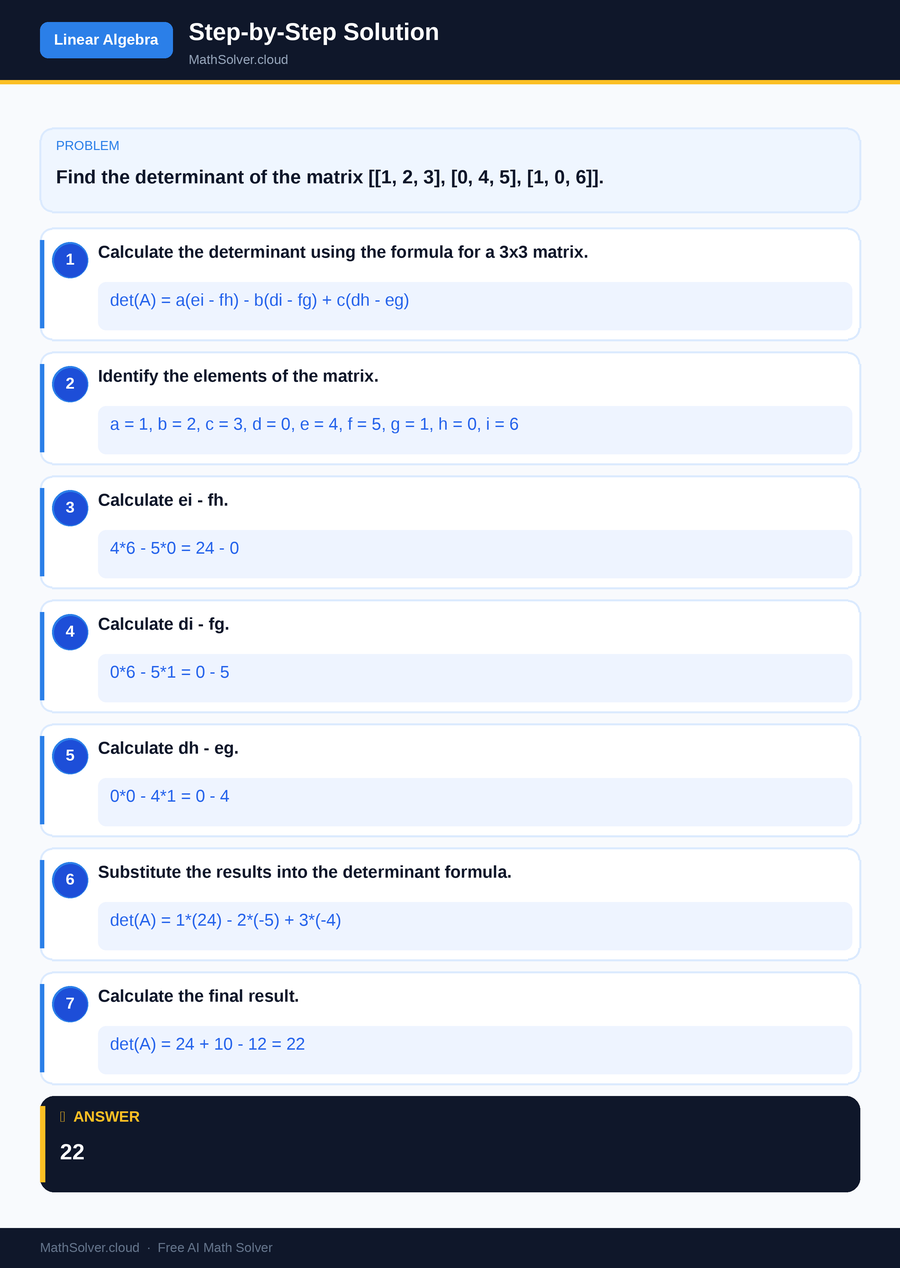 MathSolver solving example 2 — Matrix & Linear Algebra