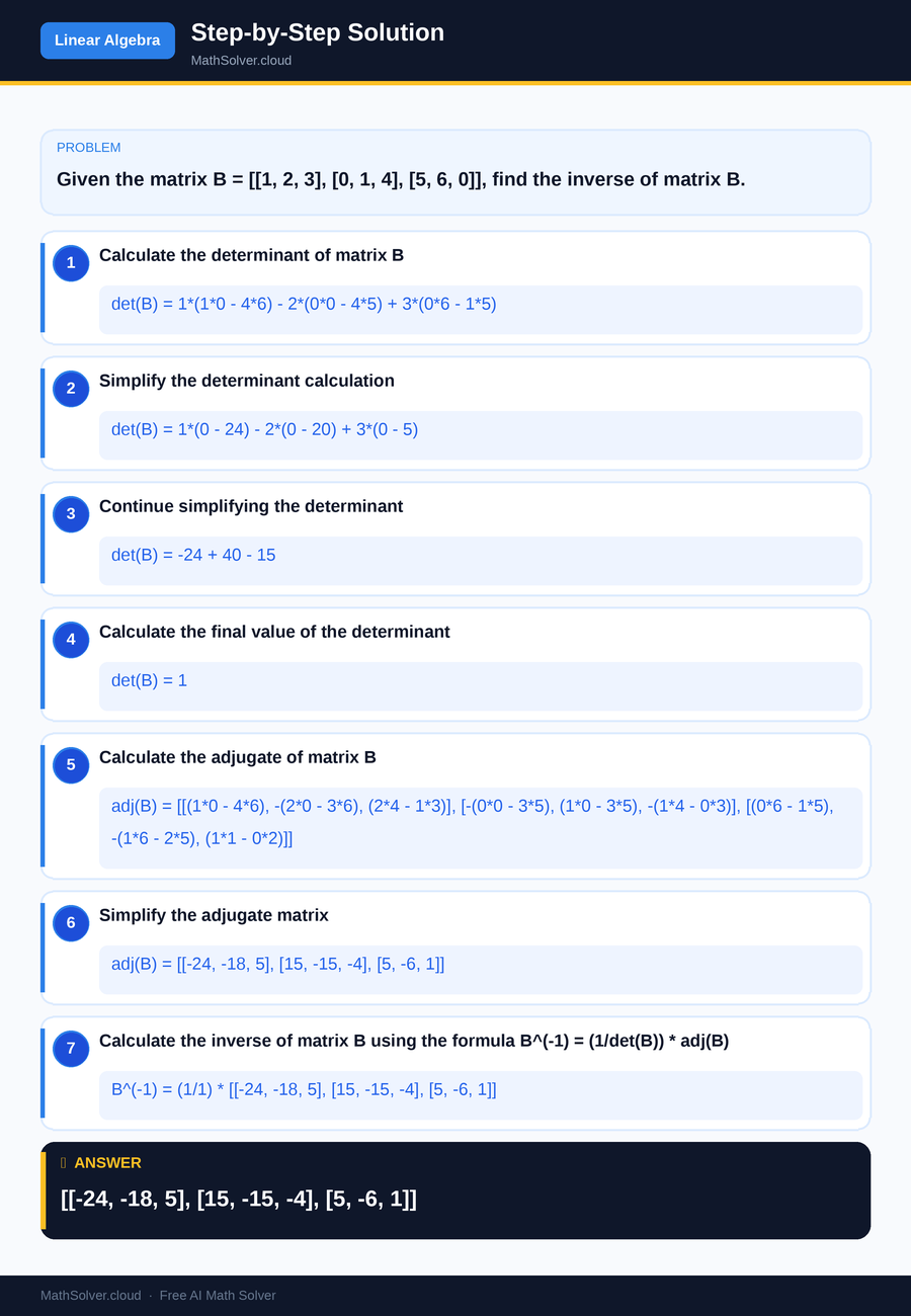 MathSolver solving example 2 — Matrix & Linear Algebra