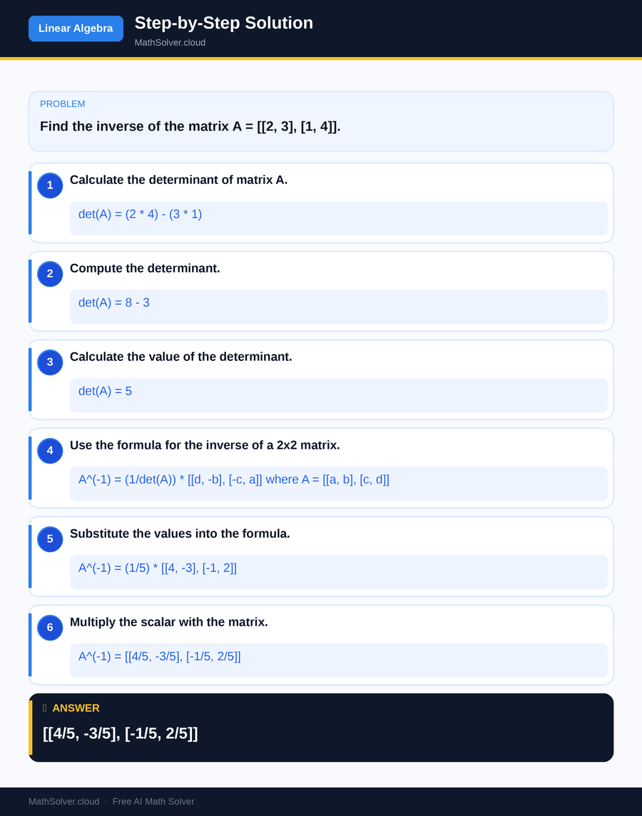 MathSolver solving example 1 — Matrix & Linear Algebra