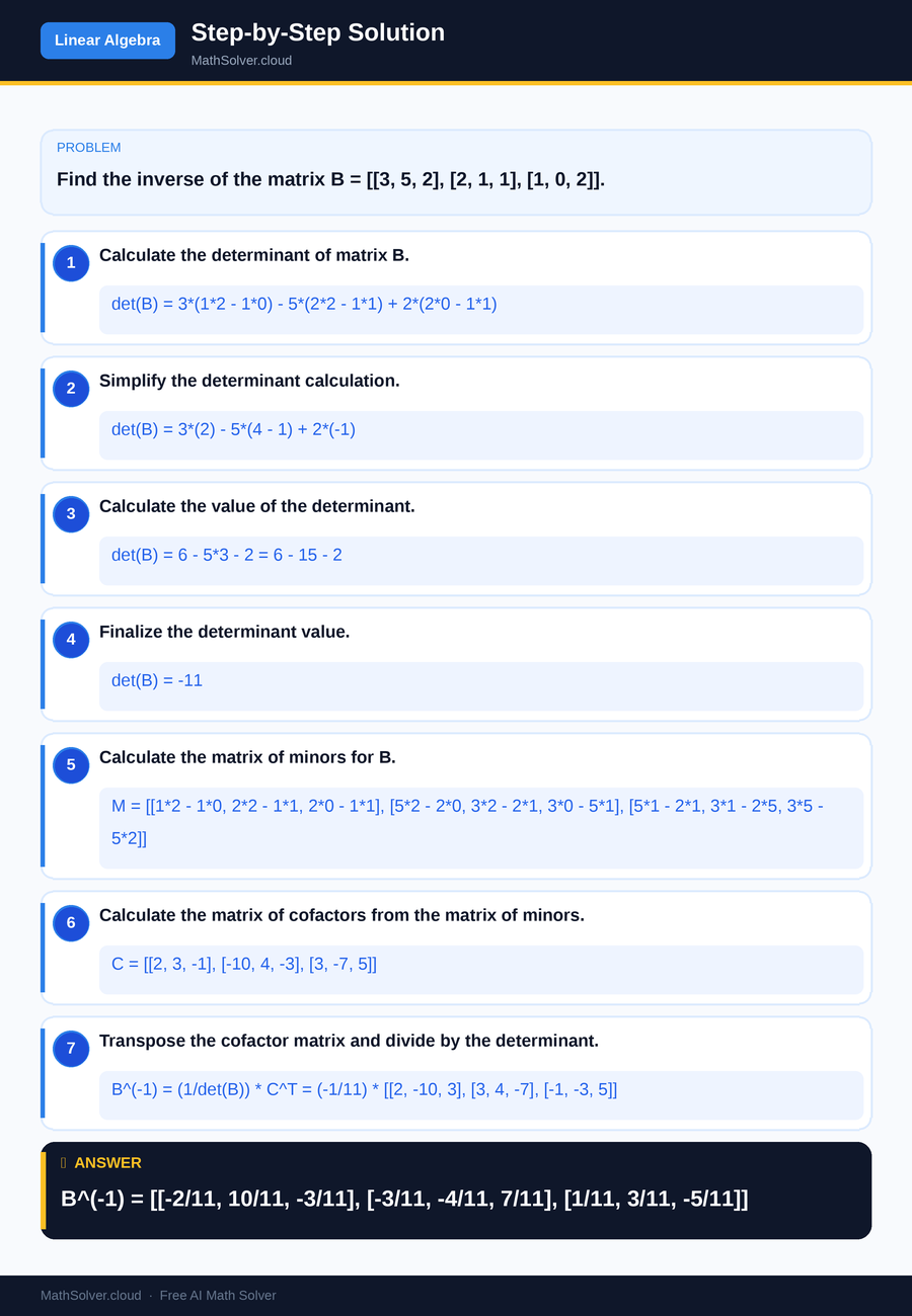 MathSolver solving example 2 — Matrix & Linear Algebra