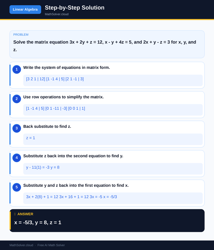 MathSolver solving example 2 — Matrix & Linear Algebra