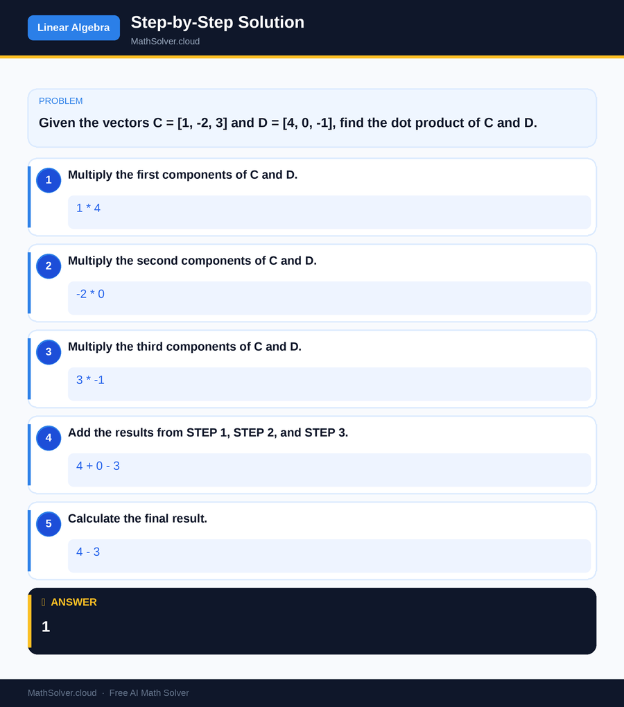 MathSolver solving example 2 — Matrix & Linear Algebra